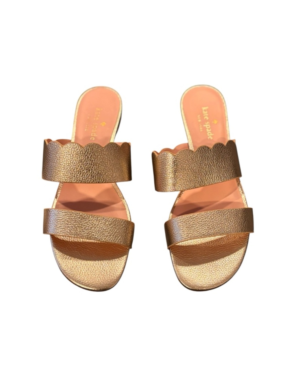 Kate Spade Fetty Flat Double-Strap Gold Slide Sandals